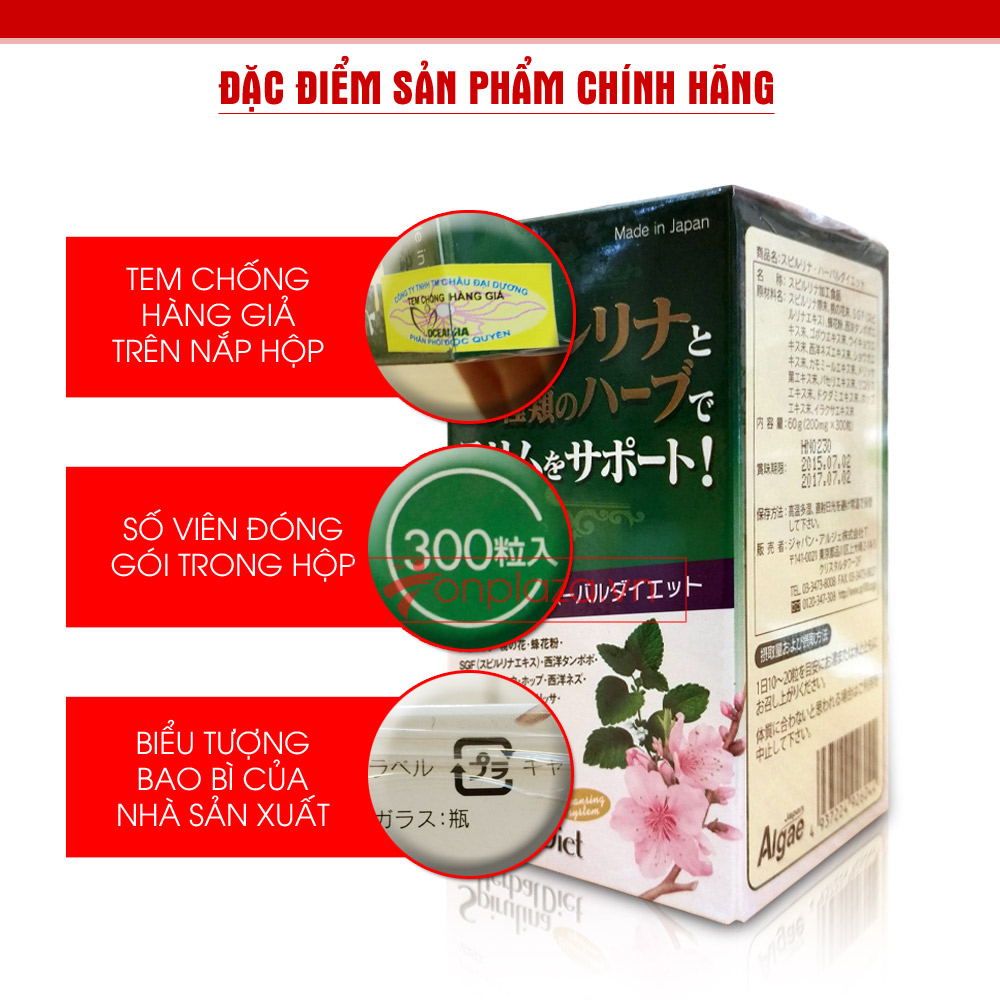 Tảo Spirulina Herbal Diet (300 viên/hộp) TC013